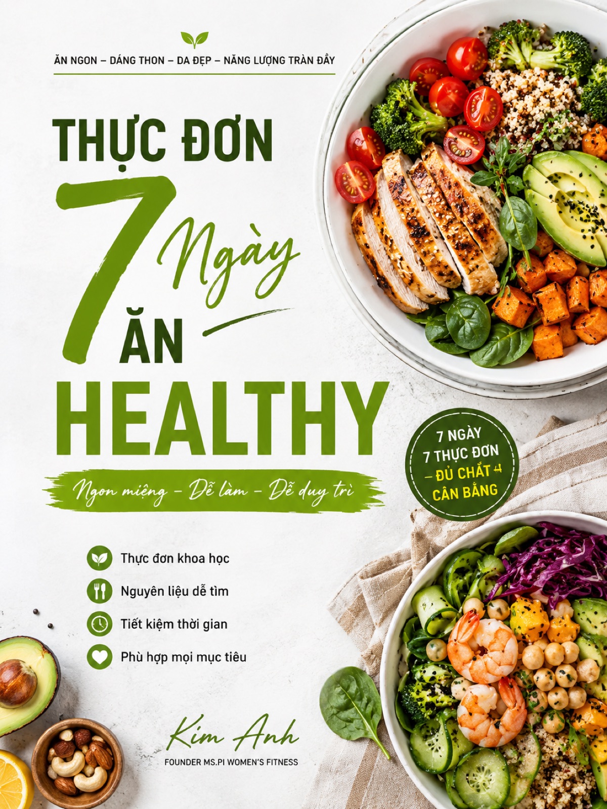 Bìa cuốn Thực Đơn 7 Ngày Ăn Healthy Giảm Cân Sau Sinh của Nguyễn Thị Kim Anh